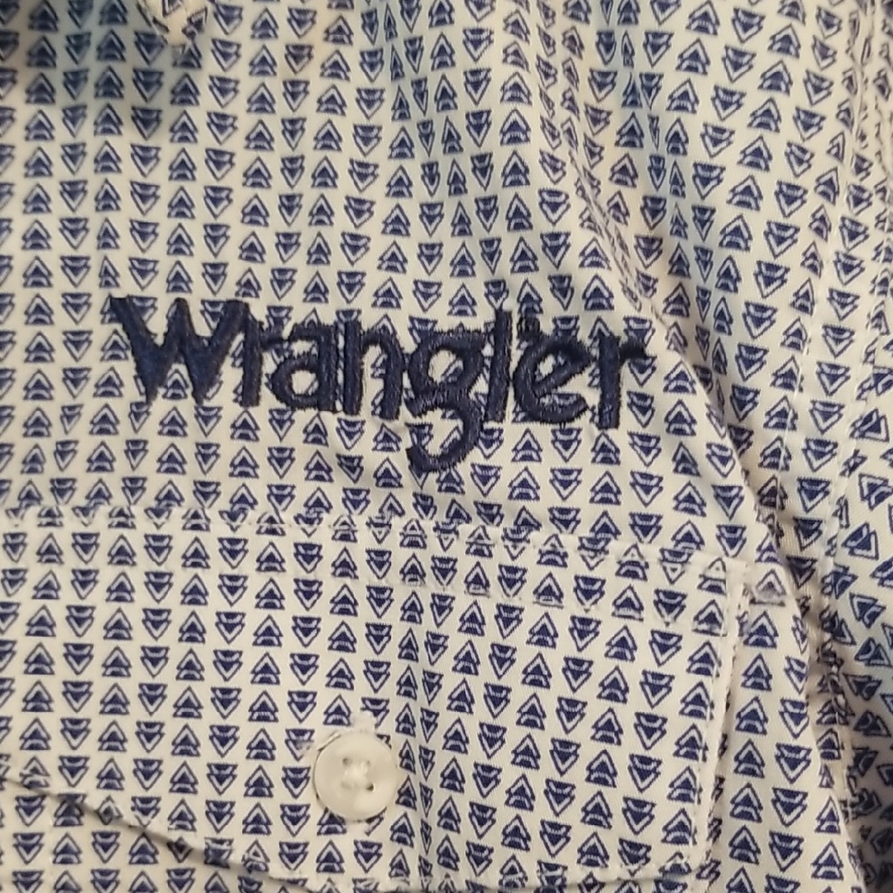 Wrangler Kids Embroidered Long Sleeve Button Down Collared Shirt Western Medium - Picture 6 of 12
